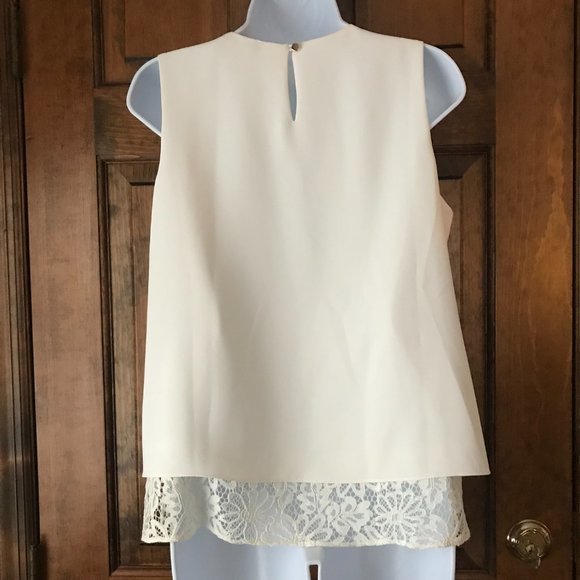 Tommy Hilfiger Ivory Sleeveless Tunic w/Lace Hem Small - Picture 8 of 12